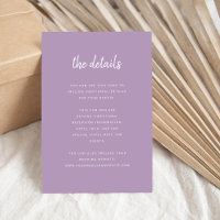 Modern Minimalist Script Lavender Wedding Details
