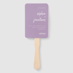 Modern Minimalist Script Lavender   Wedding Hand Fan