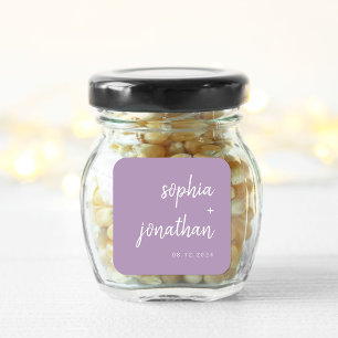 Modern Minimalist Script Lavender   Wedding Square Sticker