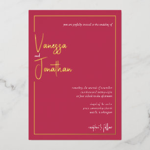 Modern Minimalist Script Magenta Gold