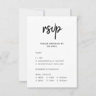 Modern Minimalist Script Meal Choice Wedding RSVP Card
