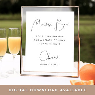 Modern Minimalist Script Mimosa Bar Sign