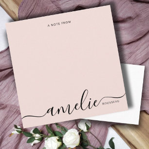 Modern Minimalist Script Monogram Blush Pink Card