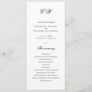 Modern Minimalist Script Monogram Flat Program Programme