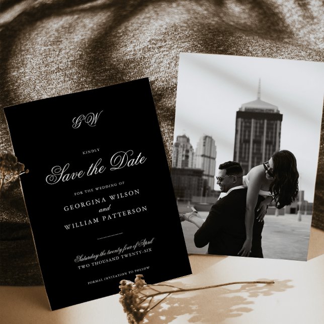 Modern Minimalist Script Monogram Save the Date Invitation (Creator Uploaded)