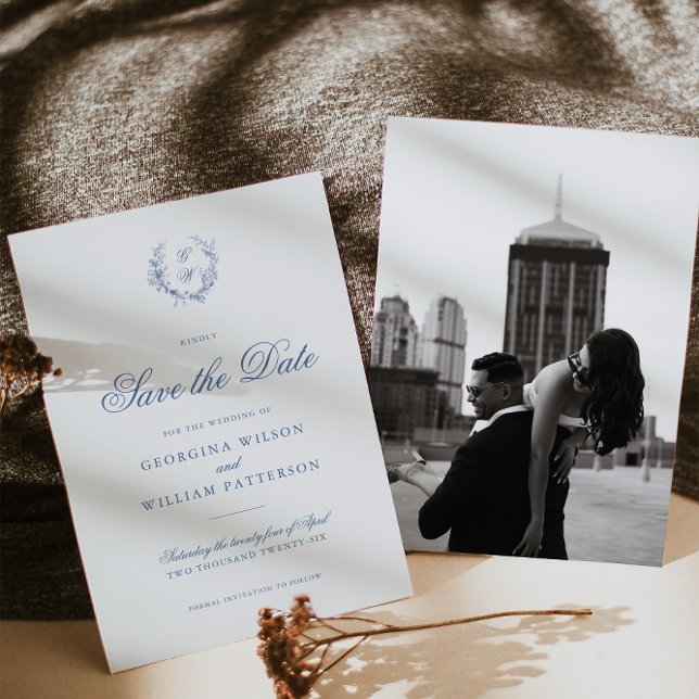 Modern Minimalist Script Monogram Save the Date Invitation (Creator Uploaded)