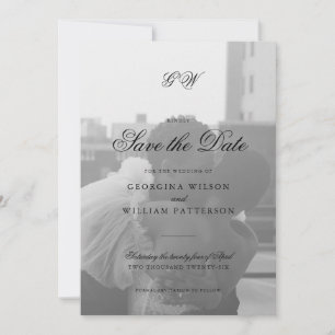 Modern Minimalist Script Monogram Save the Date Invitation