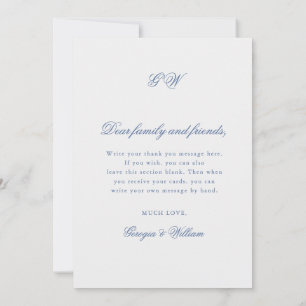 Modern Minimalist Script Monogram Thank You Card
