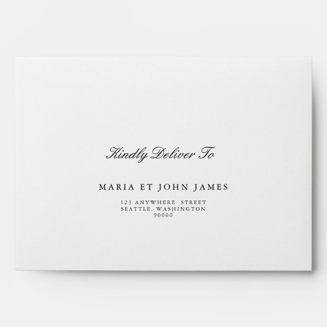Modern Minimalist Script Monogram Wedding Envelope (Front)