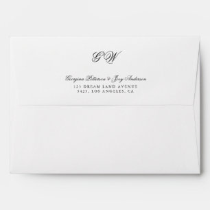 Modern Minimalist Script Monogram Wedding Envelope