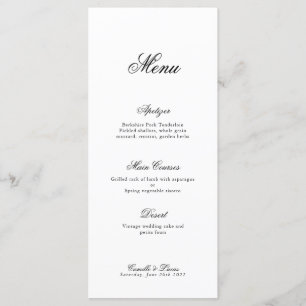 Modern Minimalist Script Monogram Wedding Menu