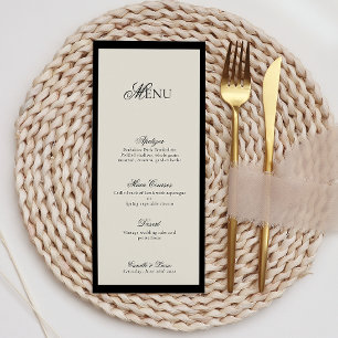 Modern Minimalist Script Monogram Wedding Menu