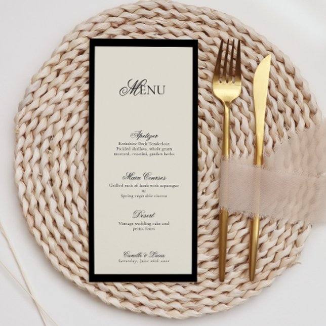 Modern Minimalist Script Monogram Wedding Menu (Creator Uploaded)