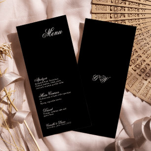 Modern Minimalist Script Monogram Wedding Menu