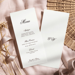 Modern Minimalist Script Monogram Wedding Menu