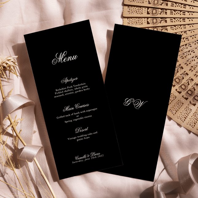 Modern Minimalist Script Monogram Wedding Menu (Creator Uploaded)