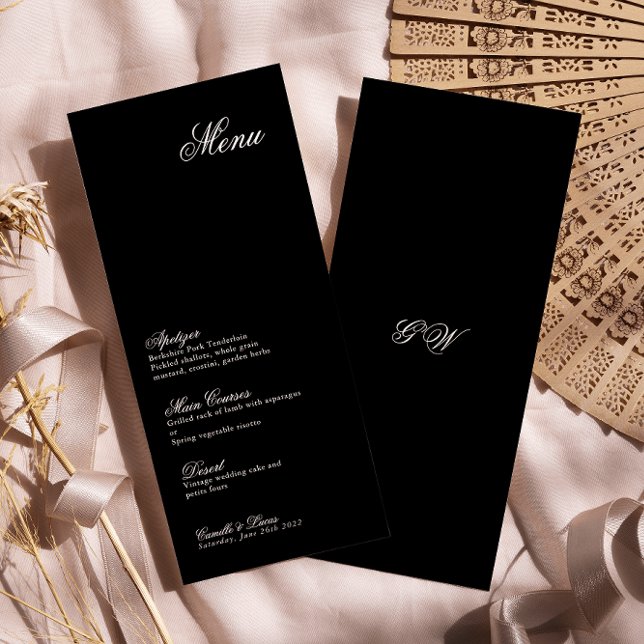 Modern Minimalist Script Monogram Wedding Menu (Creator Uploaded)