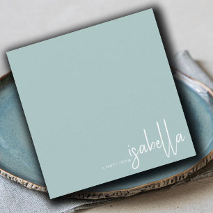 Modern Minimalist Script Name Note From Blue Green Card