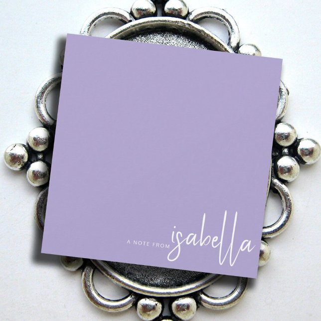 Modern Minimalist Script Name Note From Lavender Card (Creator Uploaded)
