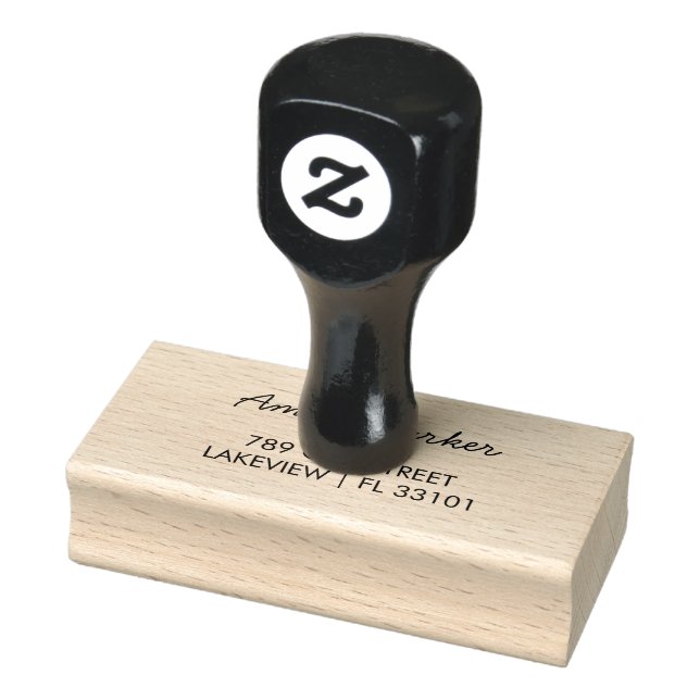 Modern Minimalist Script Name Rubber Stamp (Stamp)