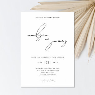 Modern Minimalist Script Names Wedding Invitation