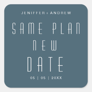 modern minimalist script new wedding date square sticker