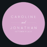 Modern Minimalist Script Orchid Custom Wedding Classic Round Sticker<br><div class="desc">Modern Minimalist Script Purple Orchid Custom Wedding Classic Round Sticker</div>