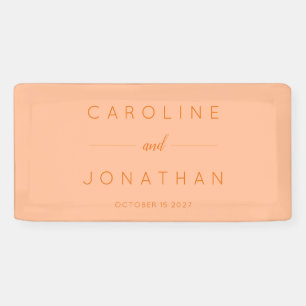 Modern Minimalist Script Peach Custom Wedding Banner