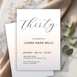 Modern Minimalist Script Pearl 30th Birthday Invitation