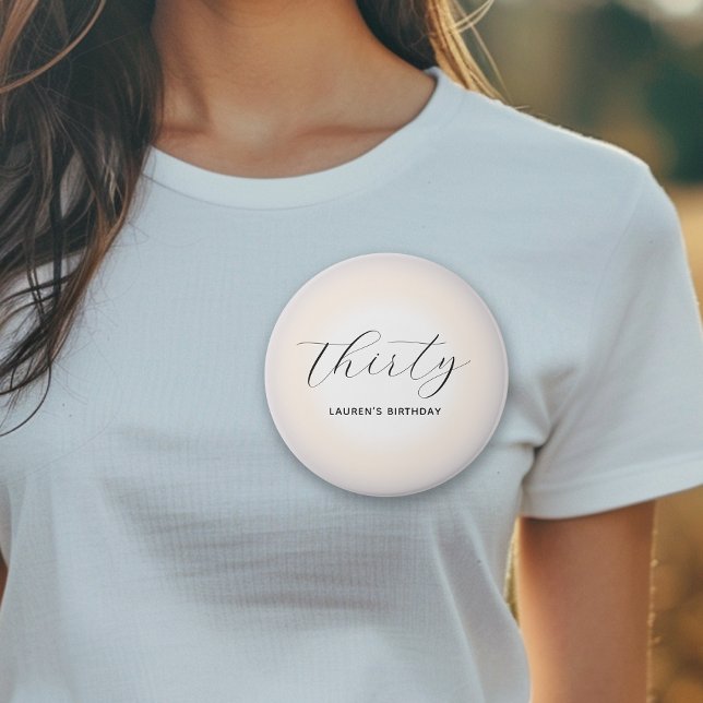 Modern Minimalist Script Pearl Milestone Birthday 7.5 Cm Round Badge (Creator Uploaded)