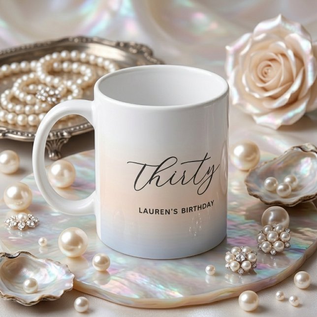 Modern Minimalist Script Pearl Milestone Birthday Coffee Mug (Creator Uploaded)