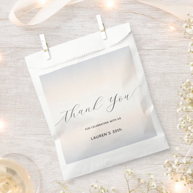 Modern Minimalist Script Pearl Milestone Birthday Favour Bags (Clipped)