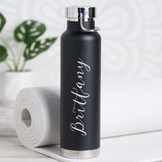 Modern Minimalist Script Personalised Water Bottle