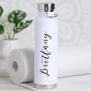 Modern Minimalist Script Personalised Water Bottle