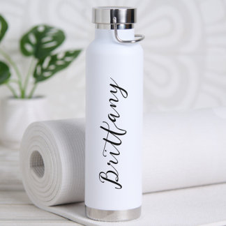 Modern Minimalist Script Personalised Water Bottle