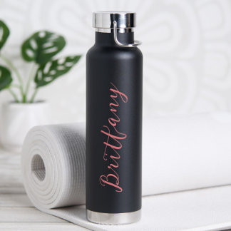 Modern Minimalist Script Personalised Water Bottle