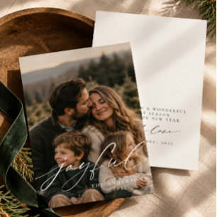 Modern Minimalist Script Photo Christmas Card