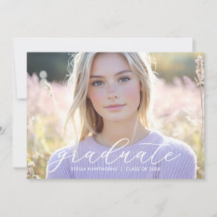 Modern Minimalist Script Photo Graduation Announcement