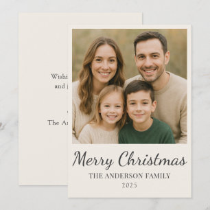 Modern Minimalist Script Photo Holiday Card