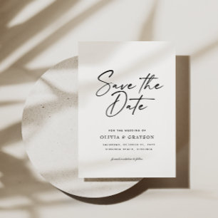 Modern Minimalist Script Photo Simple Wedding Save The Date