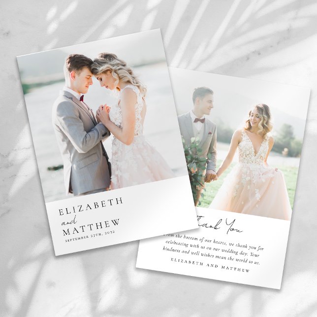 Modern Minimalist Script Photo Wedding Thank You Card (Creator Uploaded)