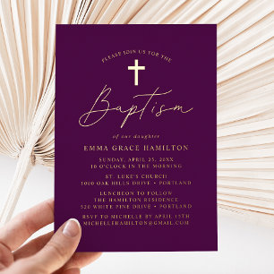 Modern Minimalist Script Purple Baptism