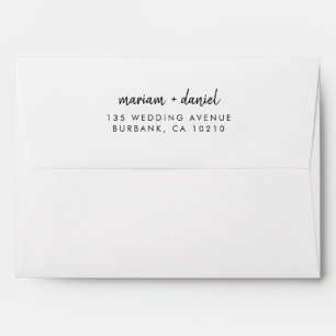 Modern Minimalist Script Return Address Wedding Envelope