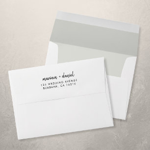 Modern Minimalist Script Return Address Wedding Envelope
