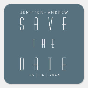 modern minimalist script save the date square sticker