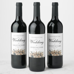 Modern Minimalist Script Simple Elegant Chic  Wine Label