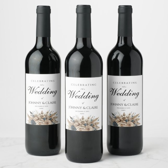 Modern Minimalist Script Simple Elegant Chic  Wine Label (Bottles)