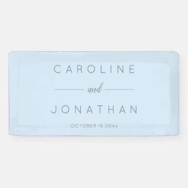 Modern Minimalist Script Soft Blue Custom Wedding Banner (Horizontal)
