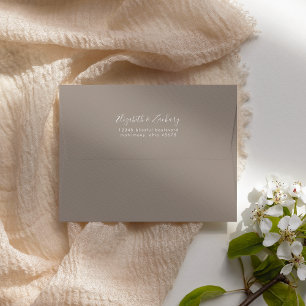 Modern Minimalist Script Taupe Wedding Envelope