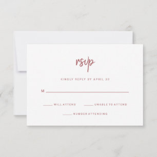 Modern Minimalist Script Terra Rosa Wedding RSVP Card